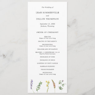 Programa Casamento Floral Silvestre Boho Rústico Simples