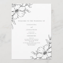 Programa Casamento Floral Simples Preto Branco