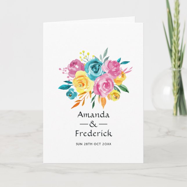 Programa Casamento Floral Turquesa, Amarelo e Rosa (Frente)