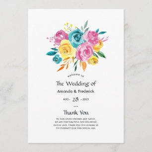 Programa Casamento Floral Turquesa, Amarelo e Rosa