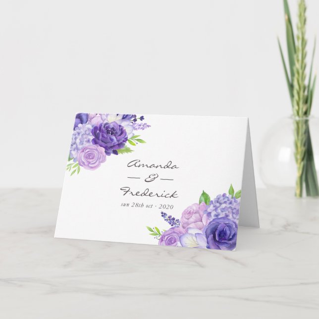 Programa Casamento Floral Ultra Violet Watercolor (Frente)