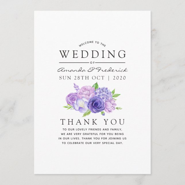 Programa Casamento Floral Ultra Violet Watercolor (Frente)