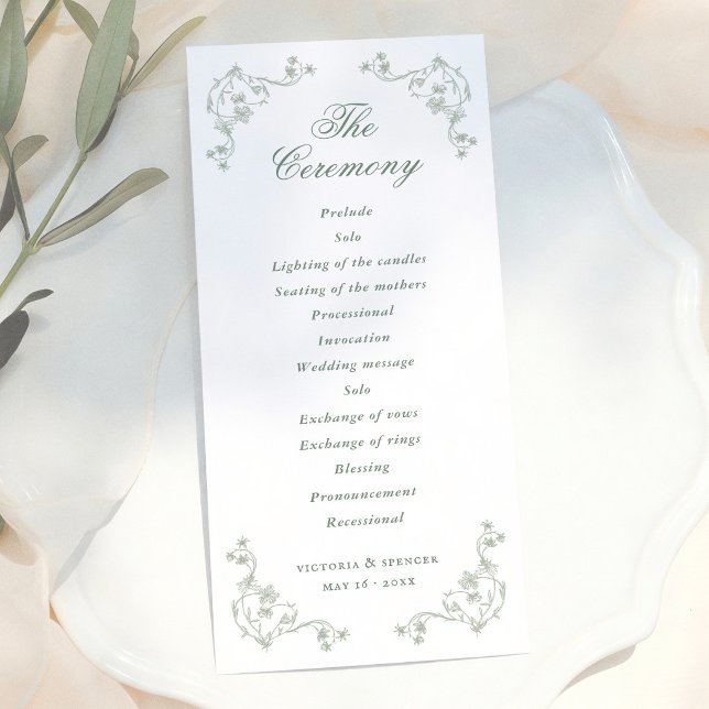 Programa Casamento Floral Vintage Verde Salvia (Criador carregado)