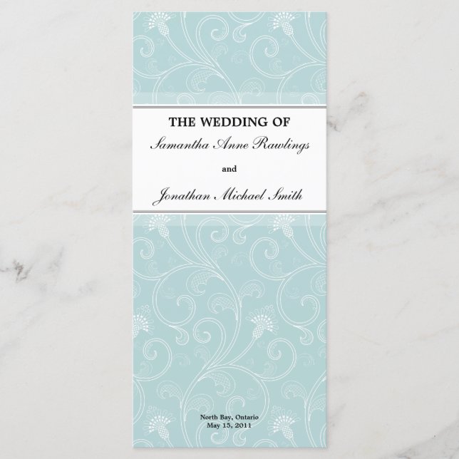 Programa Casamento - Floral Vitoriano Branco Elega (Frente)
