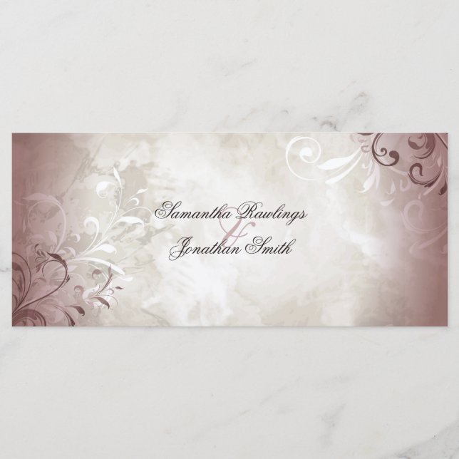 Programa Casamento - Folhagem de Vintage Elegante  (Frente)