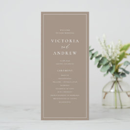 Programa Casamento Formal Bege Tipografia Simples