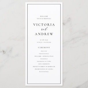 Programa Casamento Formal com Tipografia Simples Preta