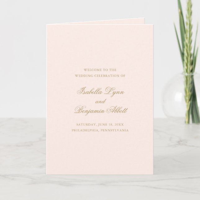 Programa Casamento Formal Elegante Rosa Tradicional (Frente)
