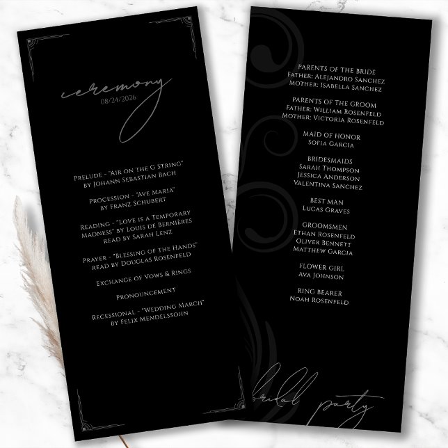 Programa Casamento Formal Preto e Branco Vintage (Criador carregado)