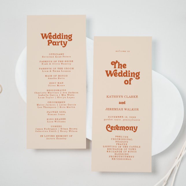 Programa Casamento Formal Simples Terracota Tea Length (Criador carregado)