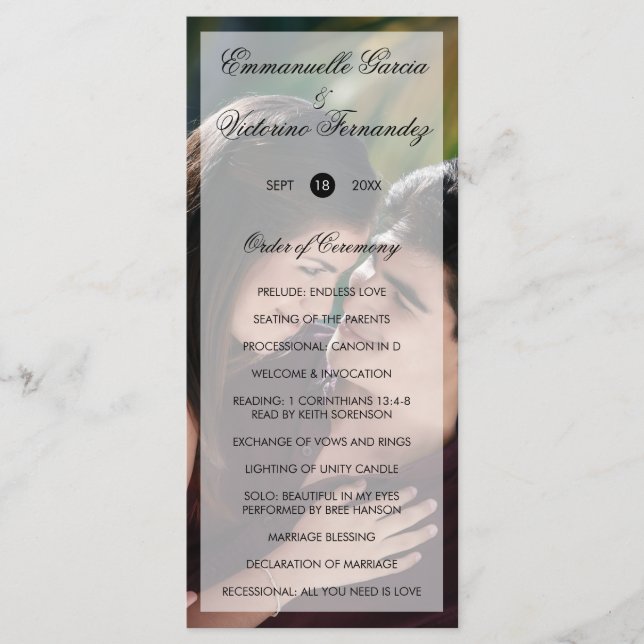 Programa Casamento Fotográfico Moderno e Elegante (Frente)