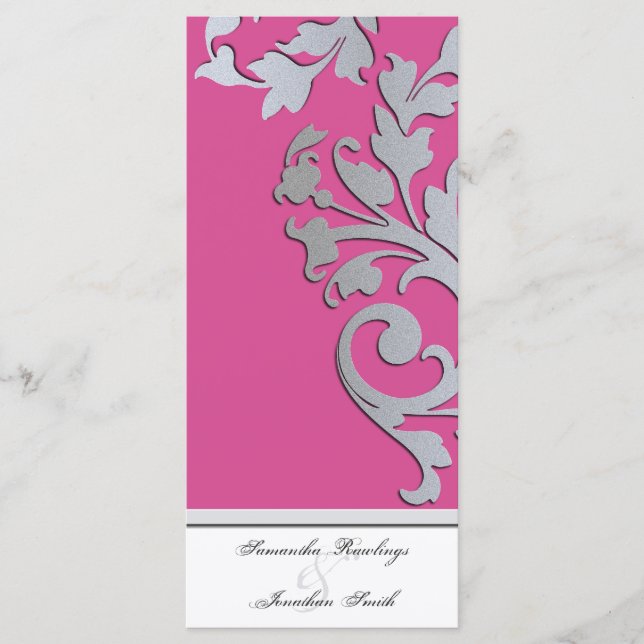 Programa Casamento - Fuchsia Pink & Silver Sparkle (Frente)