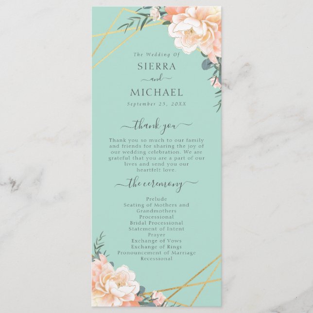 Programa Casamento Geométrico Dourado com Creme Verde (Frente)