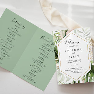 Programa Casamento Geométrico Dourado de Verde Tropical Dob
