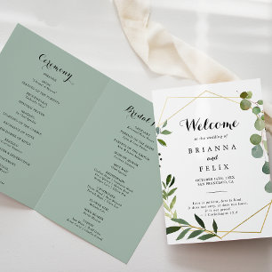 Programa Casamento Geométrico Dourado Verde Dobrado