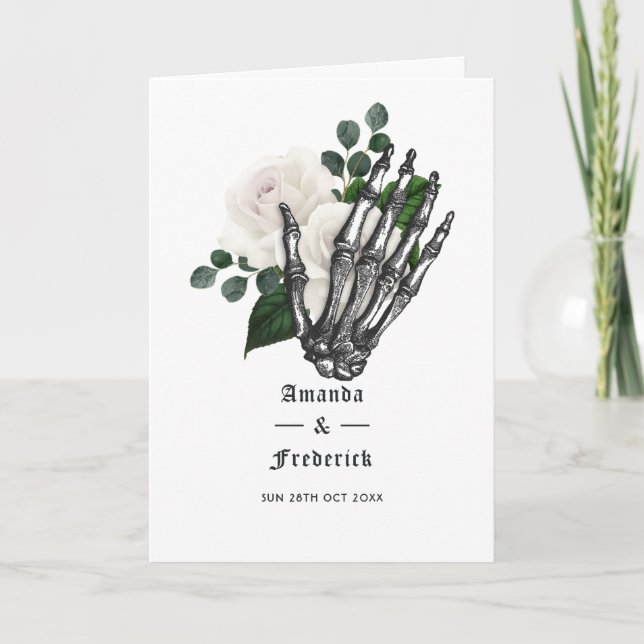 Programa Casamento Gótico Floral Branco Caprichoso (Frente)