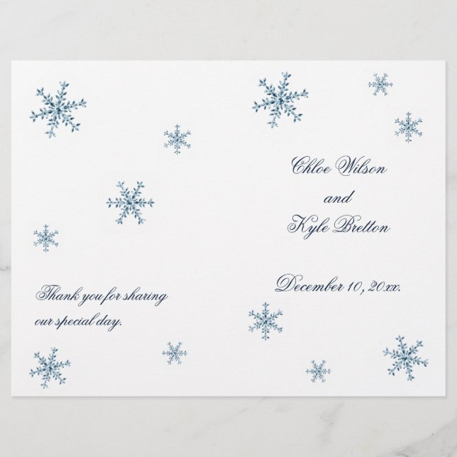 Programa Casamento Icy Winter Snowflake (Frente)