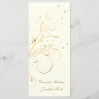 Programa Casamento Ivory Dourado Floral Elegante S