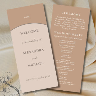 Programa Casamento Japandi Minimalista do Monograma Rosa Be