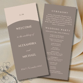 Programa Casamento Japandi Minimalista Taupe Monograma