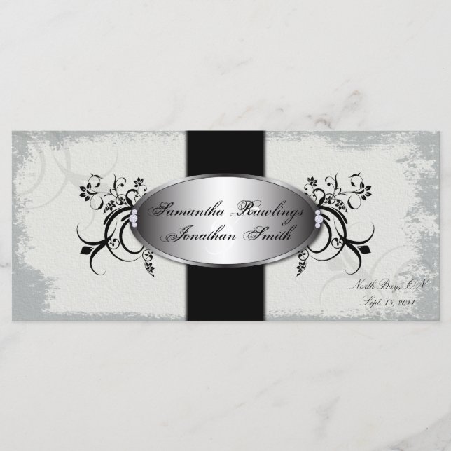 Programa Casamento Legant Black White Vintage Flor (Frente)