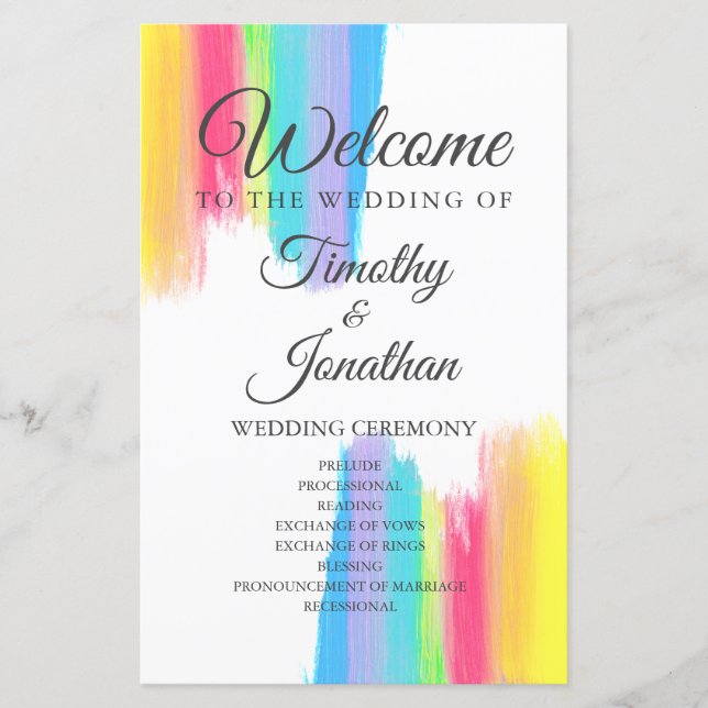 Programa Casamento LGBT Legante Rainbow Watercolor (Frente)