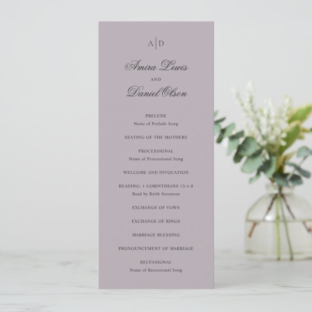 Programa Casamento Lilás Clássico Limpo e Empoeirado (Em pé/Frente)