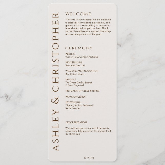 Programa Casamento Marrom moderno elegante (Frente)