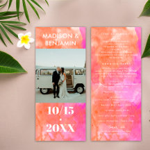 Casamento Minimalista com Foto Rosa, Laranja e Bra