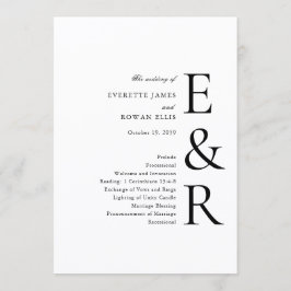 Programa Casamento Minimalista com Monograma Moderno e Ousa