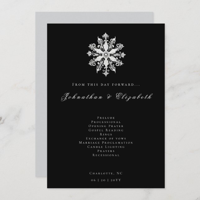 Programa Casamento Minimalista em Floco de Neve | Branco (Frente/Verso)