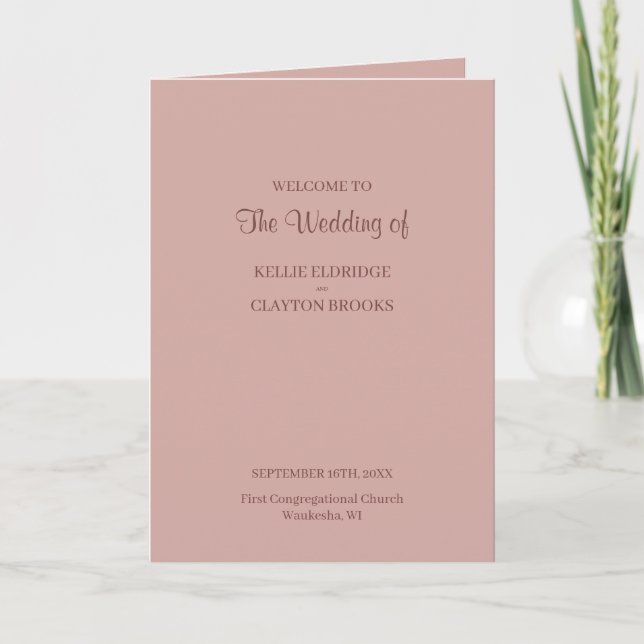 Programa Casamento Minimalista Moderno Cinnamon Rosa (Frente)