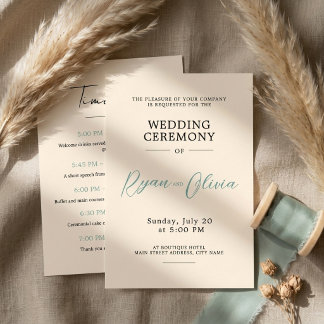 Programa Casamento Minimalista Moderno Marfim e Verde Sage