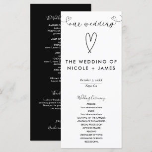 Programa Casamento Minimalista Preto e Branco Corações Mode