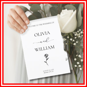 Programa Casamento Minimalista Rosa Preto e Branco Elegante