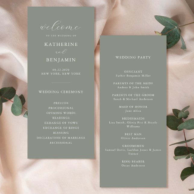 Programa Casamento Minimalista Verde do Moderno Sage (Criador carregado)