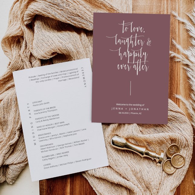 Programa Casamento Mínimo de Script Moderno Roxo Elegante (Criador carregado)