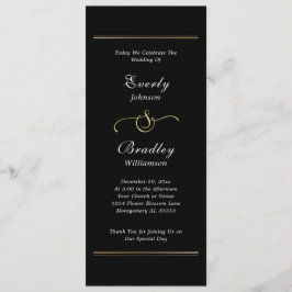 Programa Casamento Mínimo Elegante de Script Branco Negro E
