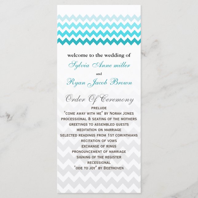 Programa Casamento Mod chevron aqua Ombre (Frente)