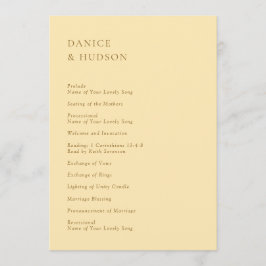 Programa Casamento Moderno Amarelo Manteiga Minimalista