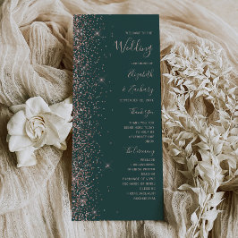 Programa Casamento Moderno com Brilho em Dourado Rosa e Ver