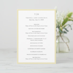 Programa Casamento Moderno com Monograma Elegante em Amarel