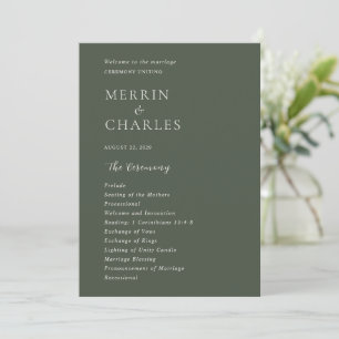 Programa Casamento Moderno de Verde Oliva Elegante