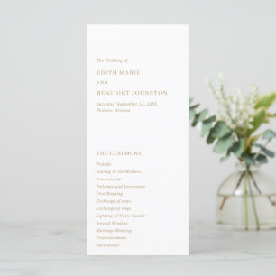 Programa Casamento Moderno Dourado Minimalista