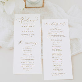 Programa Casamento Moderno Elegante Caligrafia Dourada