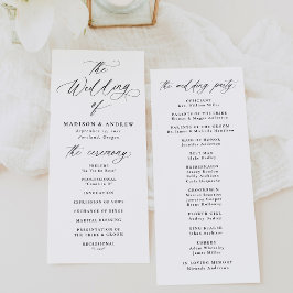 Programa Casamento Moderno Elegante Caligrafia Preta