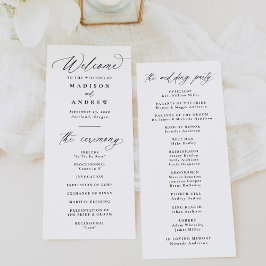 Programa Casamento Moderno Elegante Caligrafia Preta