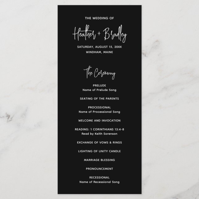 Programa Casamento Moderno Preto Minimalista (Frente)