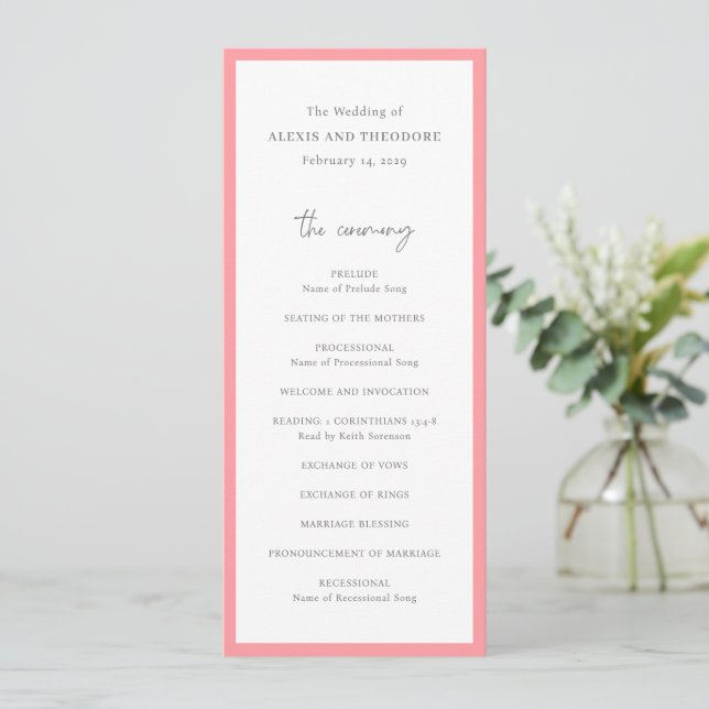 Programa Casamento Moderno Rosa Chic (Em pé/Frente)