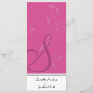 Programa Casamento - Monograma Fuchsia Pink Floral